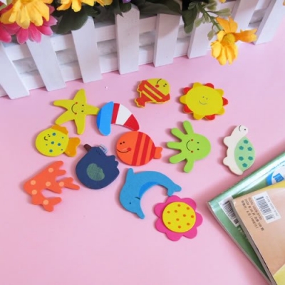 36Pcs Mini Wooden Carton Cute Animals Fridge Magnet Sticker Holder Strip Toy[99131]